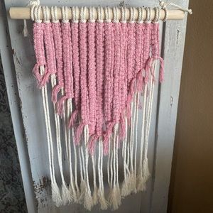 Pink macrame wall hanging